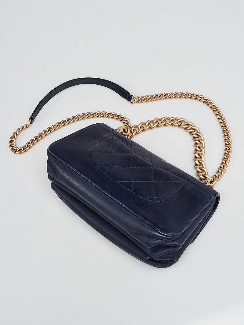 Chanel Blue Quilted Glazed Leather Small Straight Line Flap Bag - Yoogi's  Closet