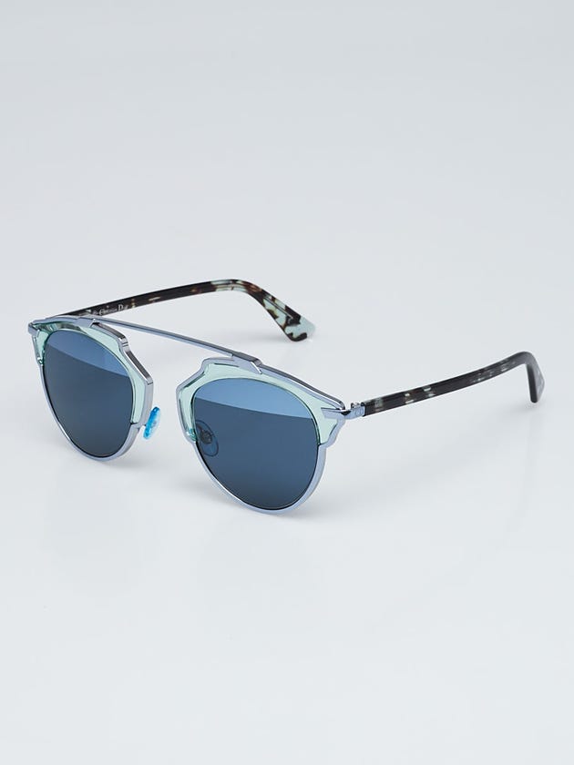 Christian Dior Blue Metal and Acetate So Real Brow Bar Sunglasses