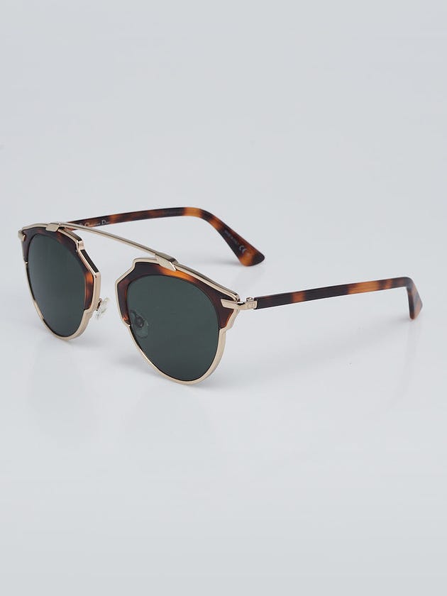 Christian Dior Goldtone Metal and Tortoise Shell Acetate So Real Brow Bar Sunglasses