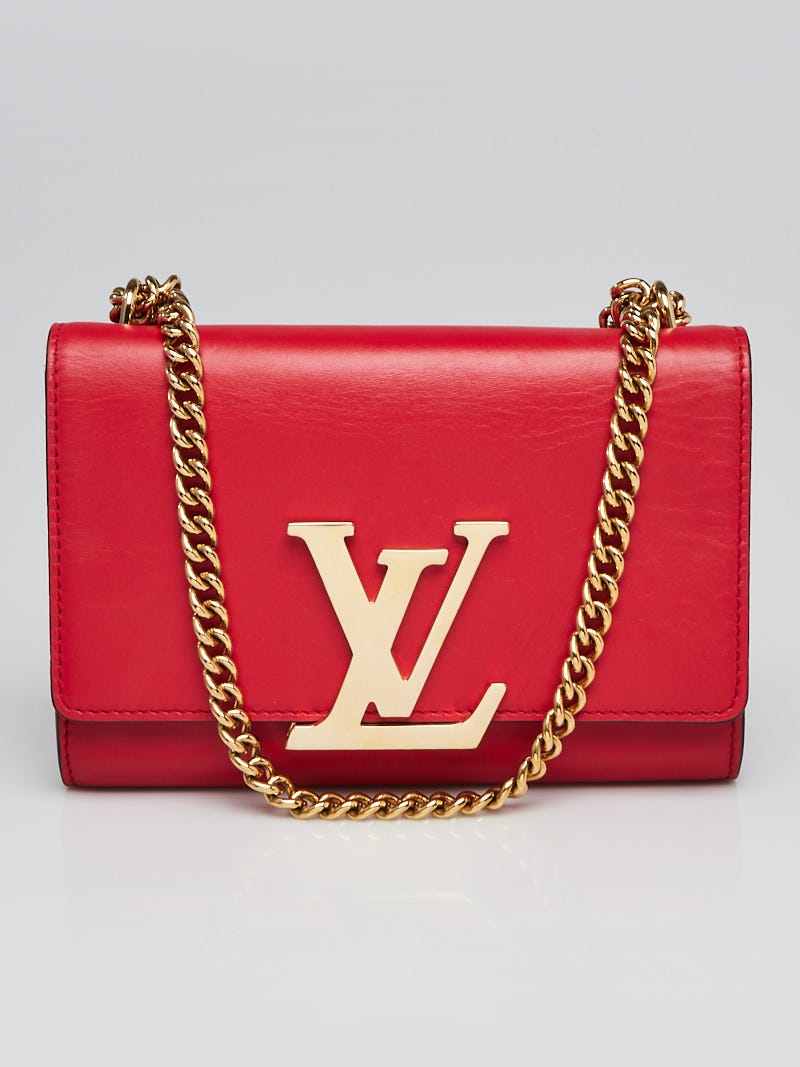 Louis Vuitton Rouge Calfskin Leather Chain Louise MM Bag - Yoogi's Closet