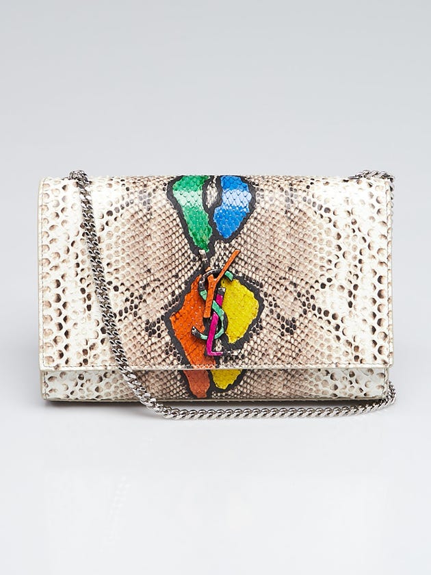 Yves Saint Laurent Beige/Multicolor Python Medium Kate Flap Bag
