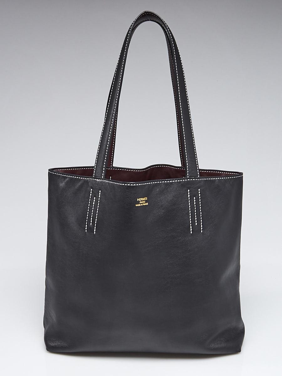 Hermes 30cm Black/Ebene Sikkim Leather Double Sens Bag - Yoogi's Closet