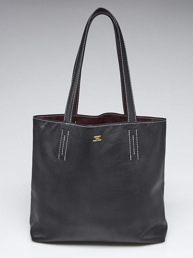 Hermes 30cm Black/Ebene Sikkim Leather Double Sens Bag