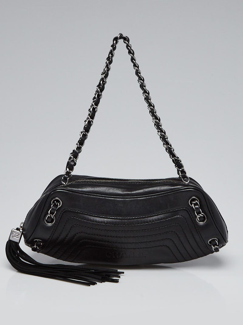 Chanel Black Lambskin Leather Small Tassel Bag