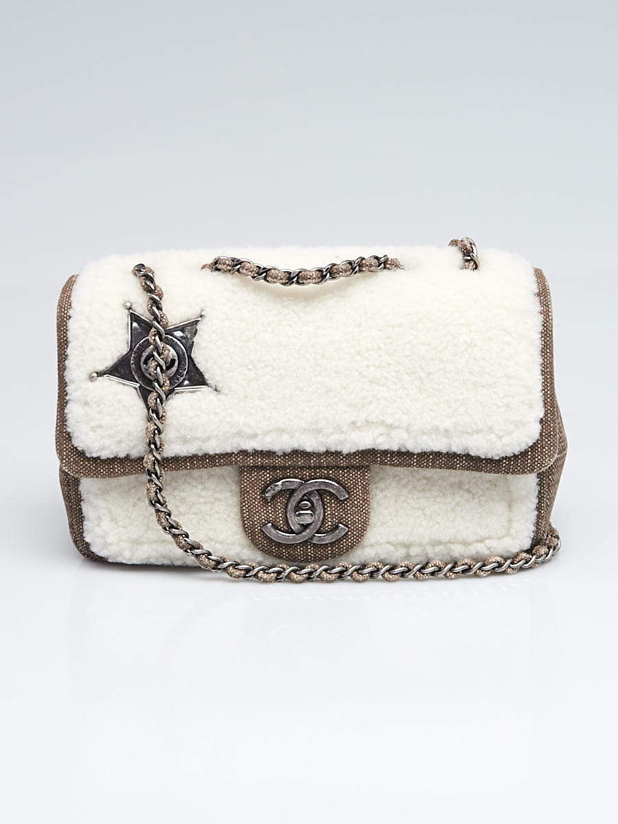 Chanel Brown/White Denim and Shearling Sherriff's Star Paris-Dallas Flap Bag  - Yoogi's Closet