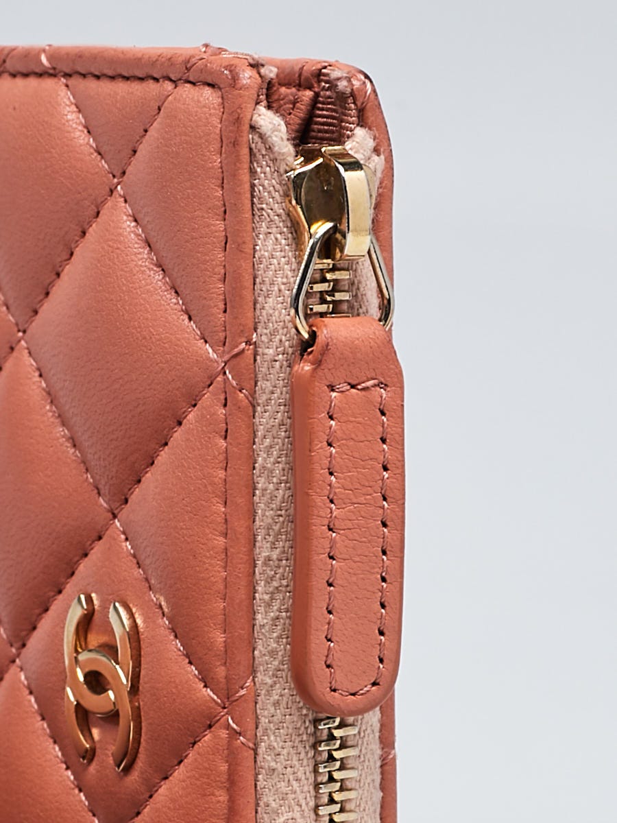 Chanel Pink Quilted Lambskin Leather Zipped Key Holder - Yoogi's Closet