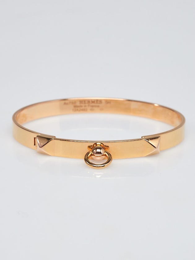 Hermes 18k Rose Gold Collier de Chien Small Bracelet Size SH