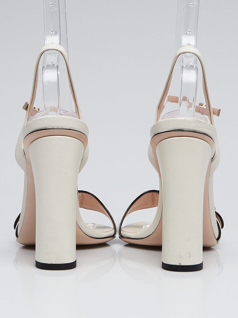 Marmont leather sandals Gucci White size 37.5 EU in Leather - 31104237