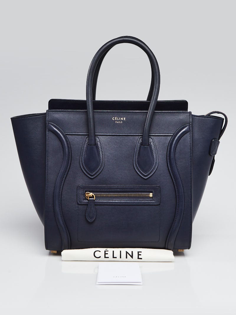 CELINE　バッグ　ネイビー Celine Navy Blue Smooth Leather Micro Luggage Tote Bag | Yoogi's