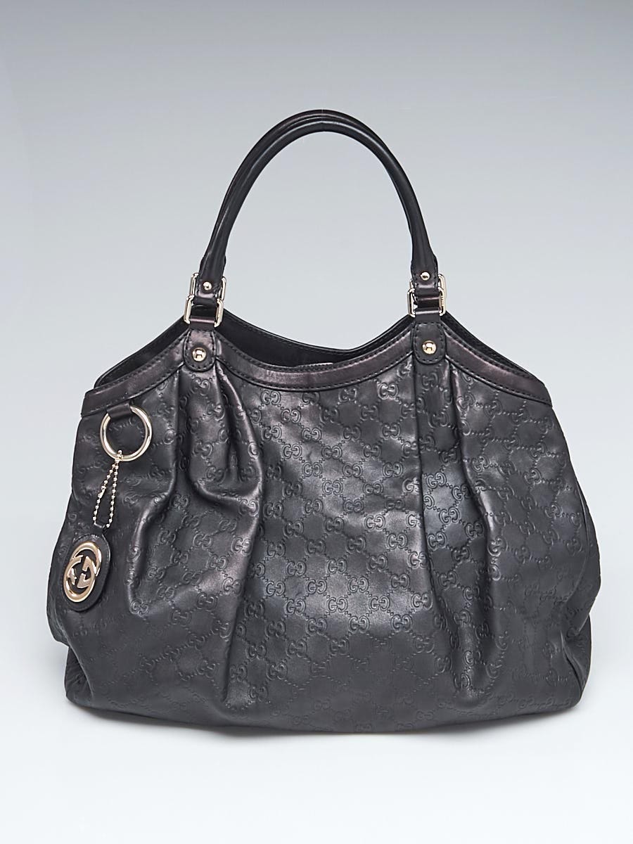 Gucci Black Leather Embossed XL Tote Bag - Yoogi's Closet