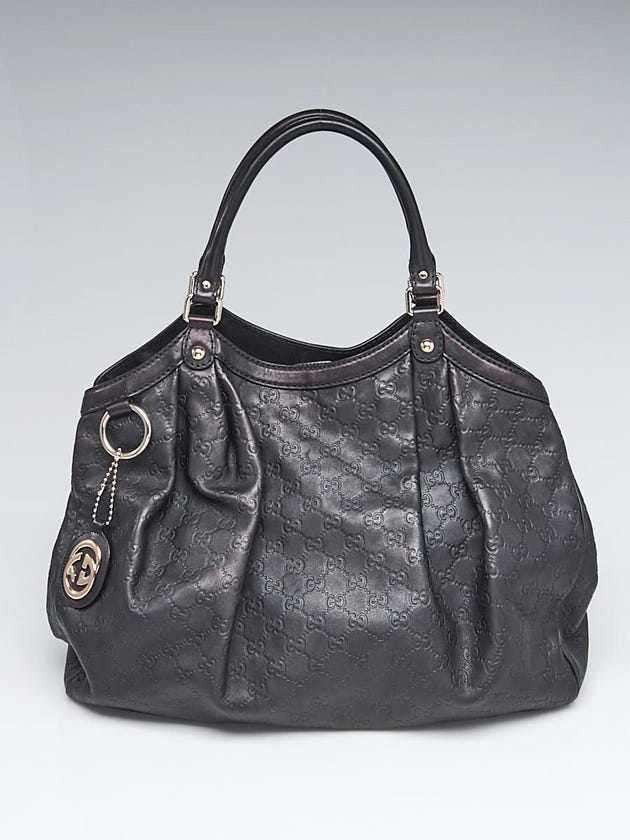 Gucci Black Guccissima Leather Large Sukey Tote Bag