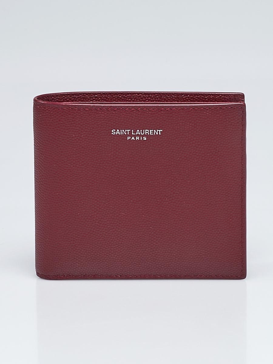 Yves Saint Laurent Dark Red Embossed Calfskin Leather East West Wallet