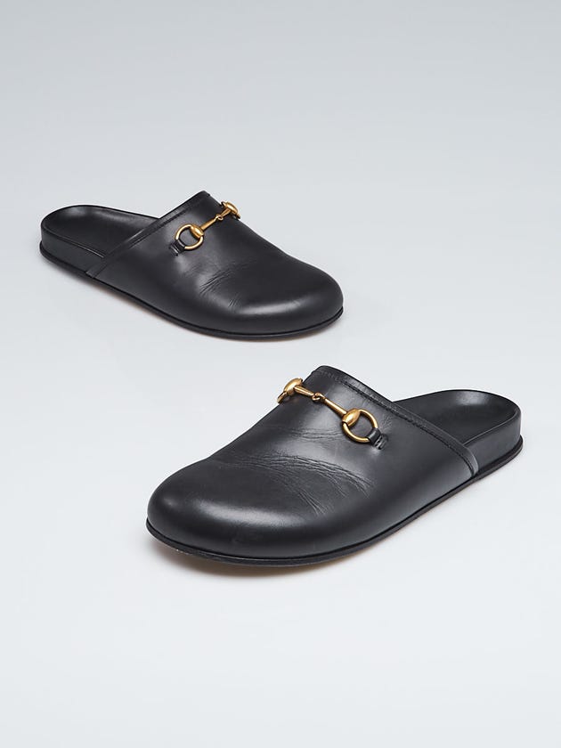 Gucci Black Leather Horsebit Slipper Shoes Men's Size 10
