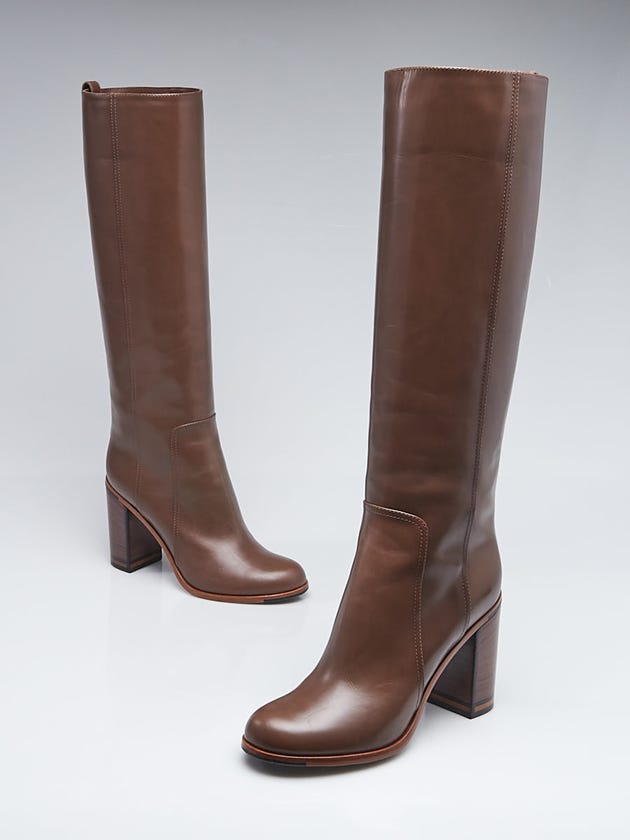 Fendi Brown Smooth Leather Knee High Boots Size 9/39.5
