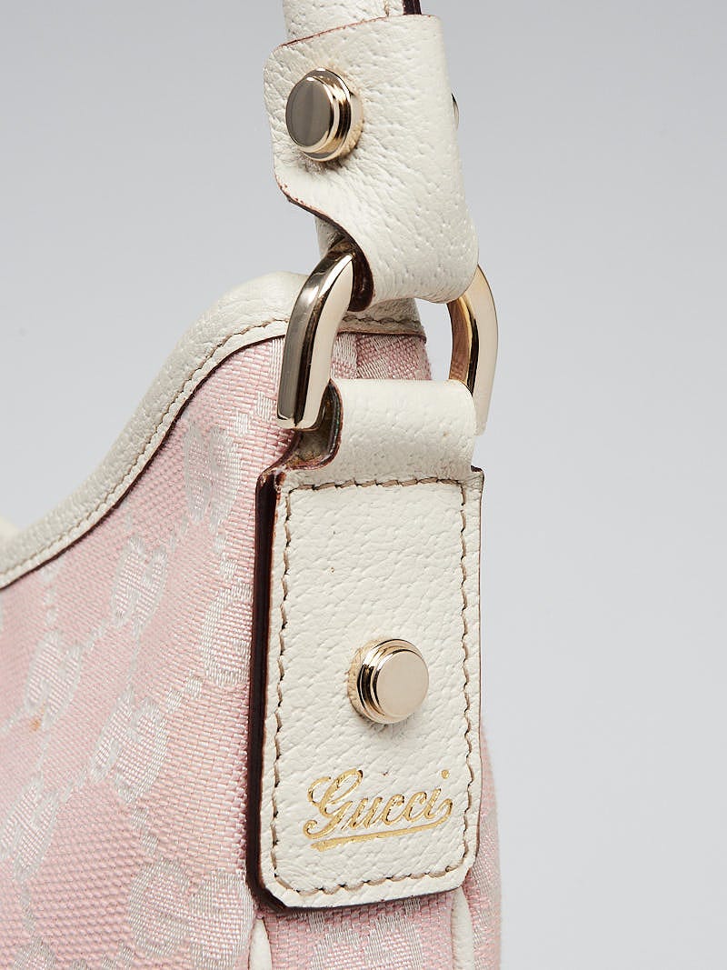 GUCCI アビー GGキャンバス Dリング 長財布 ホワイト Gucci Pink/White GG Canvas Abbey Medium D-Ring Hobo Bag | Yoogi's