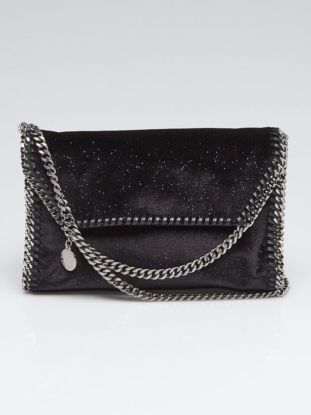 Stella McCartney Black/Blue Glitter Velvet Mini Falabella Bag