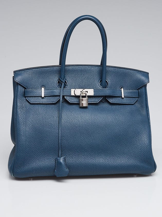 Hermes 35cm Blue de Prusse Togo Leather Palladium Plated Birkin Bag