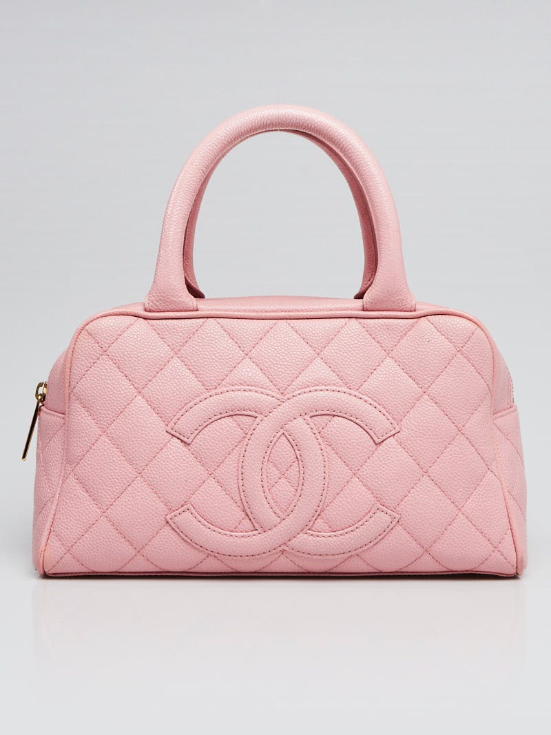 Chanel Pink Quilted Caviar Leather Small Bowler Bag - Yoogi's Closet