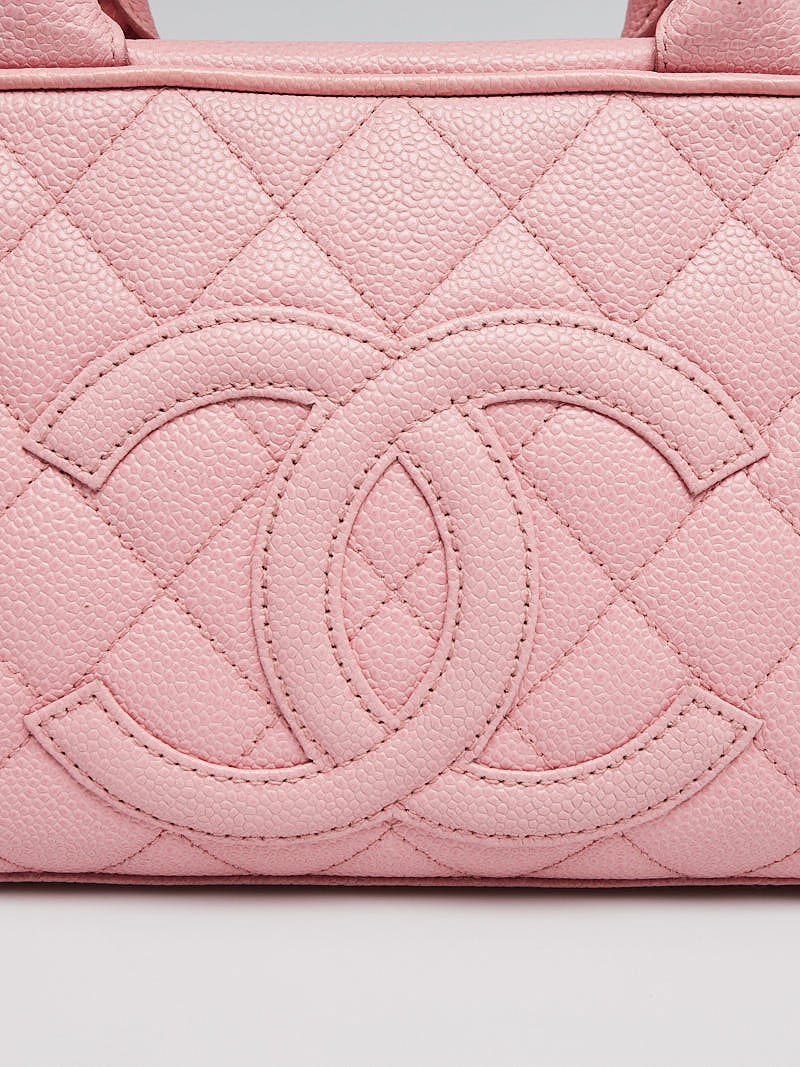 Chanel Pink Quilted Caviar Leather Small Bowler Bag - Yoogi's Closet