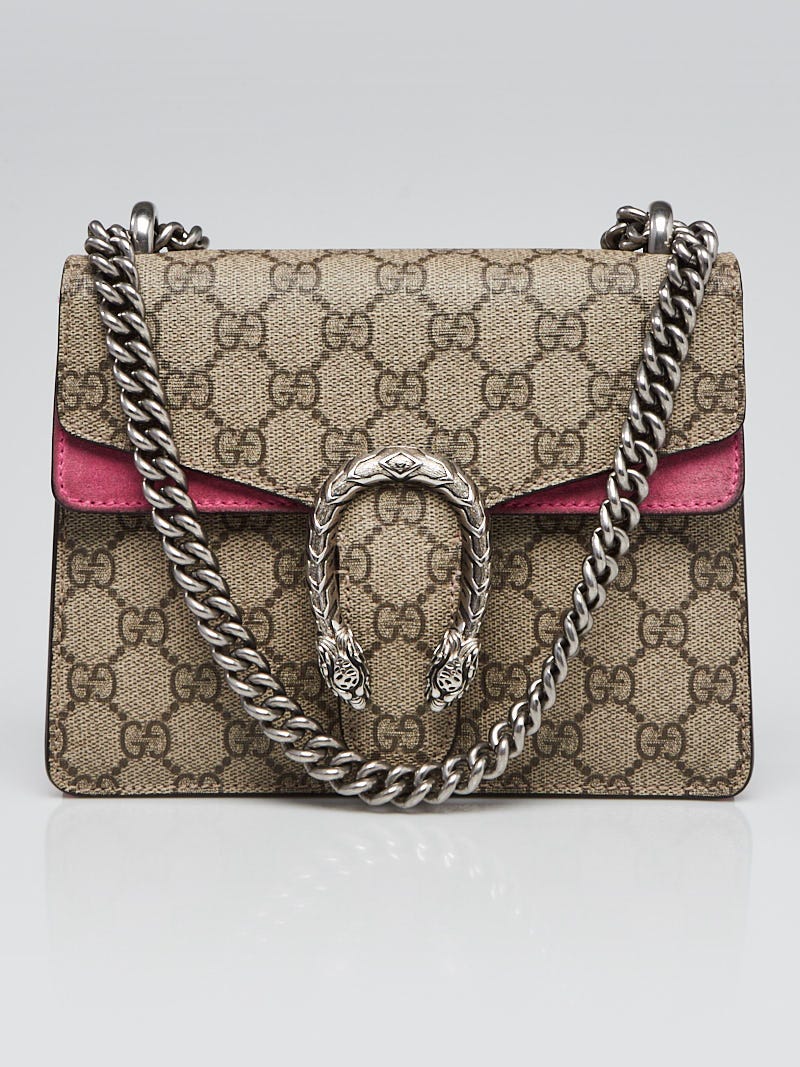 Gucci Beige Pink GG Supreme Coated Canvas Mini Dionysus Bag