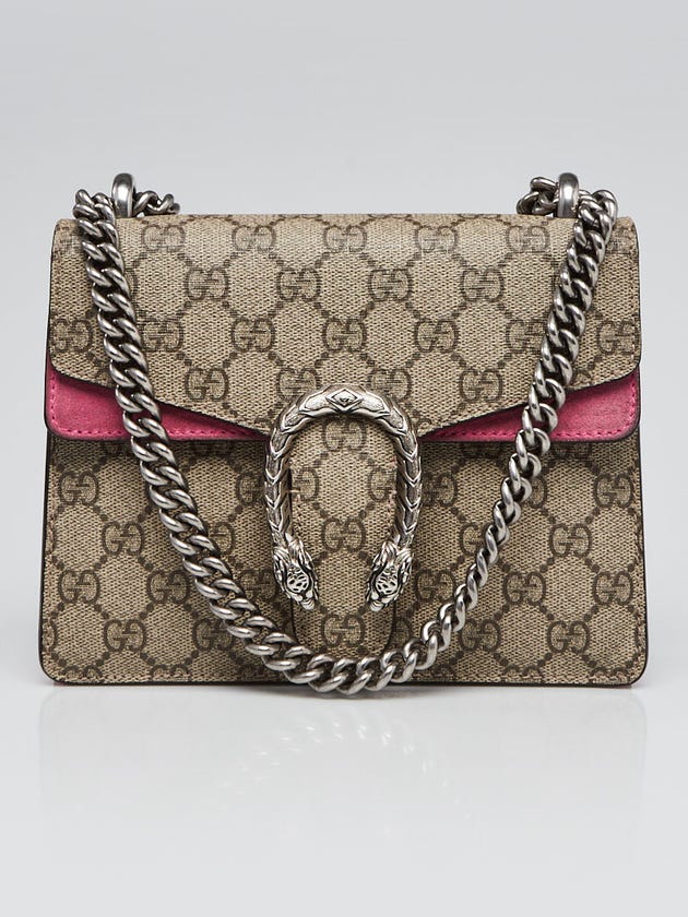 Gucci Beige/Pink GG Supreme Coated Canvas Mini Dionysus Bag