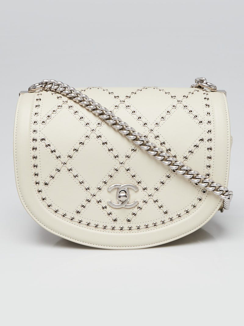 Chanel Ivory Calfskin Leather Coco Eyelets Small Crossbody Bag - Yoogi's  Closet