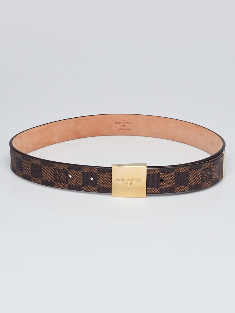 LOUIS VUITTON Damier Ebene LV Paris Buckle Belt 75 30 Gold 756622