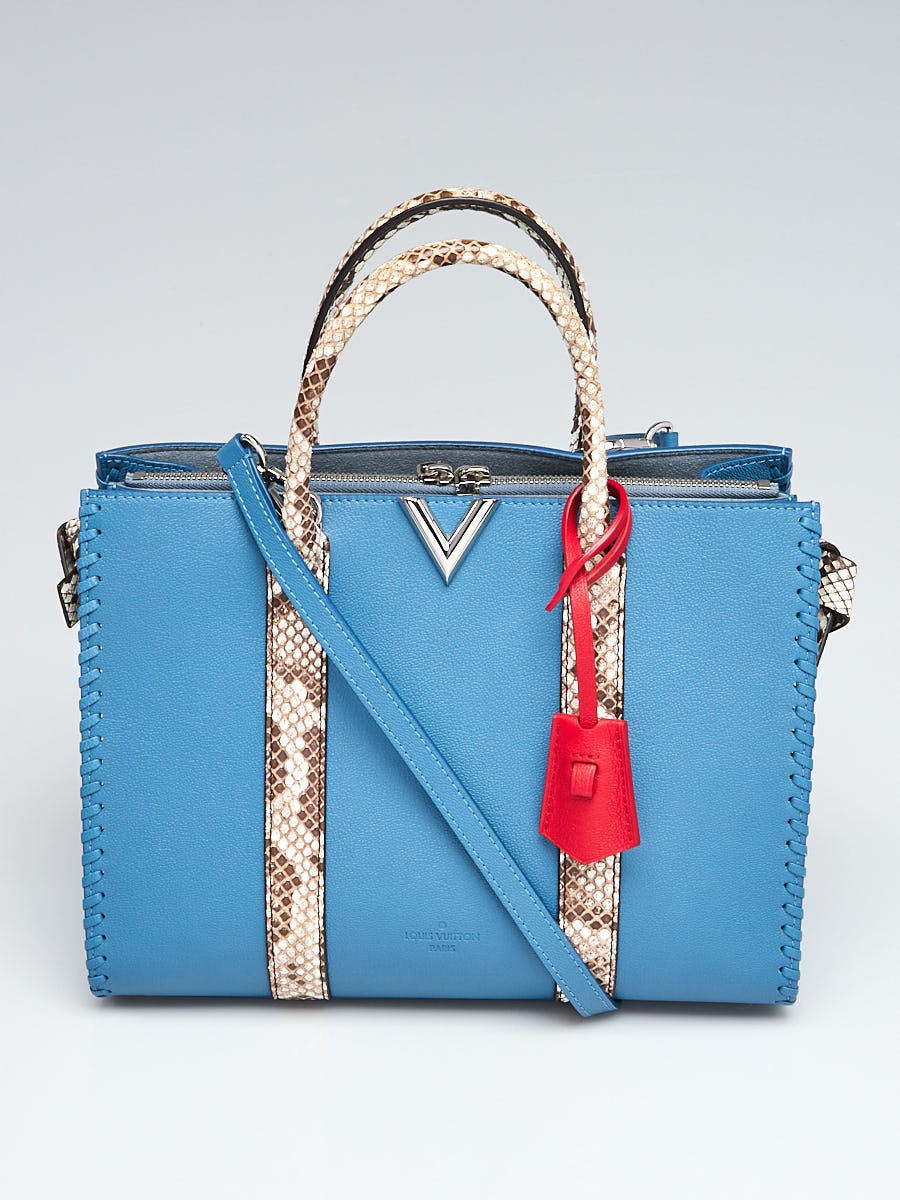 Louis Vuitton Bleu Glacier Cuir Plume Leather and Python Very Tote Bag -  Yoogi's Closet