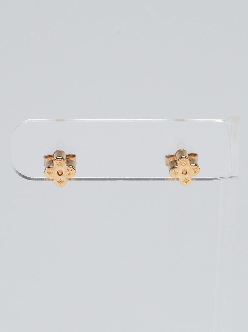 Louis Vuitton Goldtone Brass Metal Flower Full Stud Earrings - Yoogi's  Closet