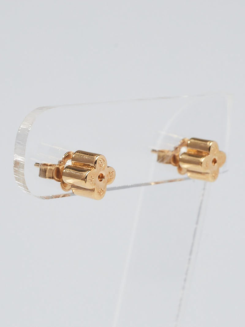 Louis Vuitton Silvertone Brass Metal and Crystal Fast Flower Stud