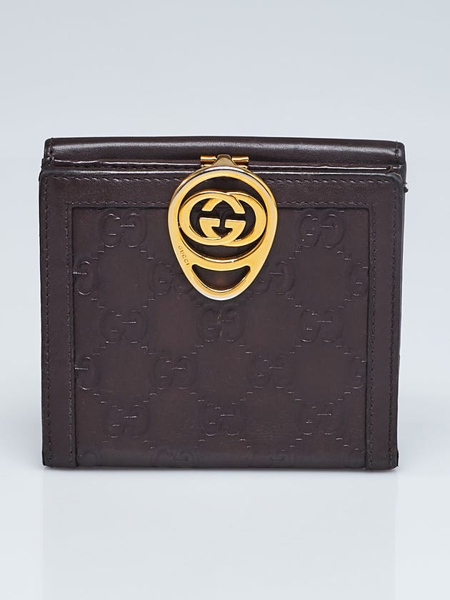 Gucci Brown Guccissima Leather Interlocking Icon French Flap Wallet