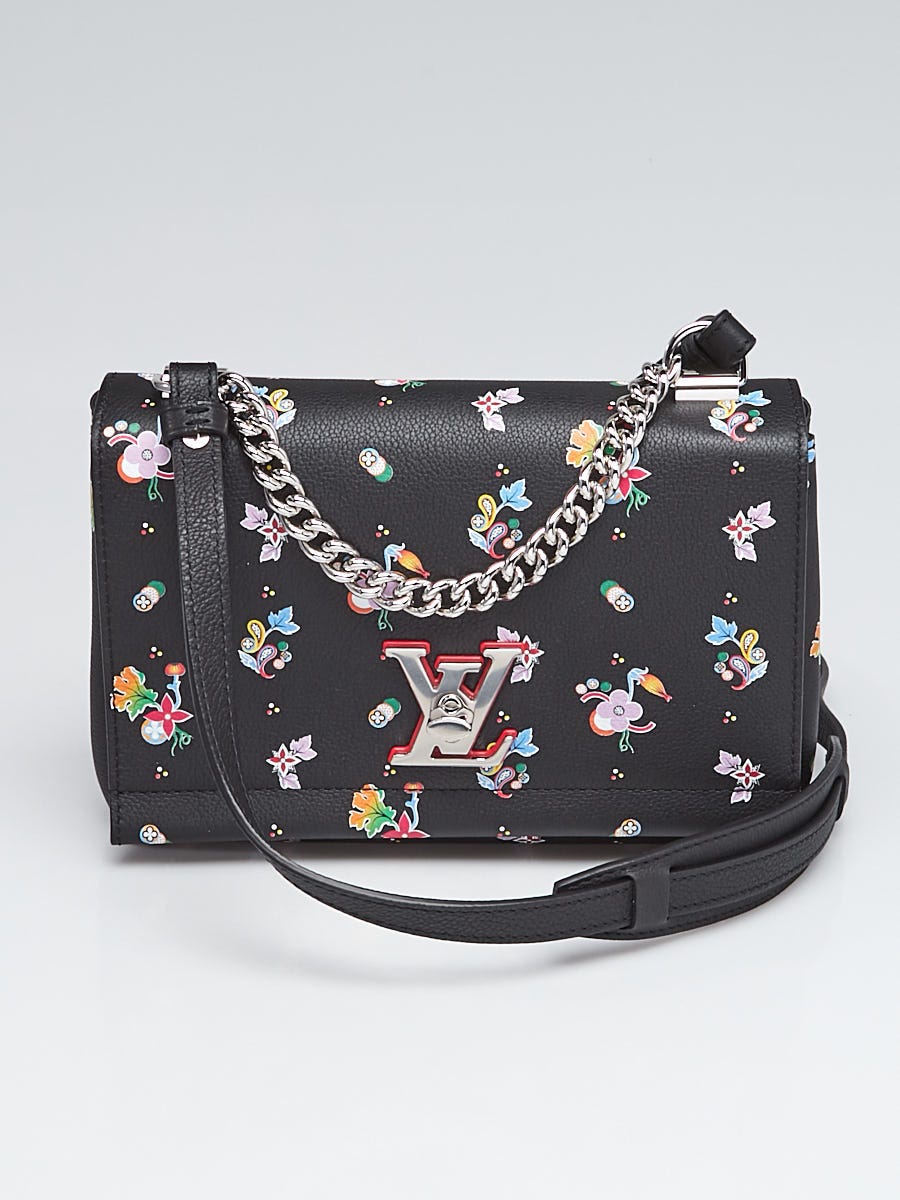 Louis Vuitton Black Floral Pebbled Leather Lockme II BB Bag