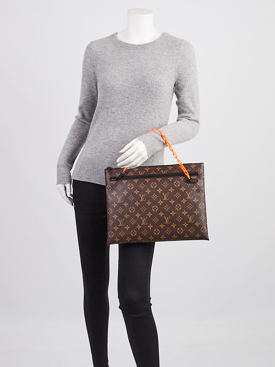 Louis Vuitton A4 Pouch Monogram Brown in Coated Canvas with Orange