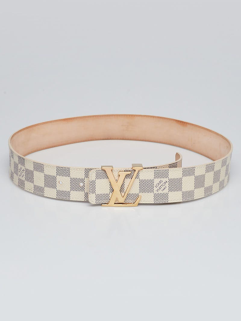 Louis Vuitton Damier Azur Initials LV Logo Belt Size 85/34 White