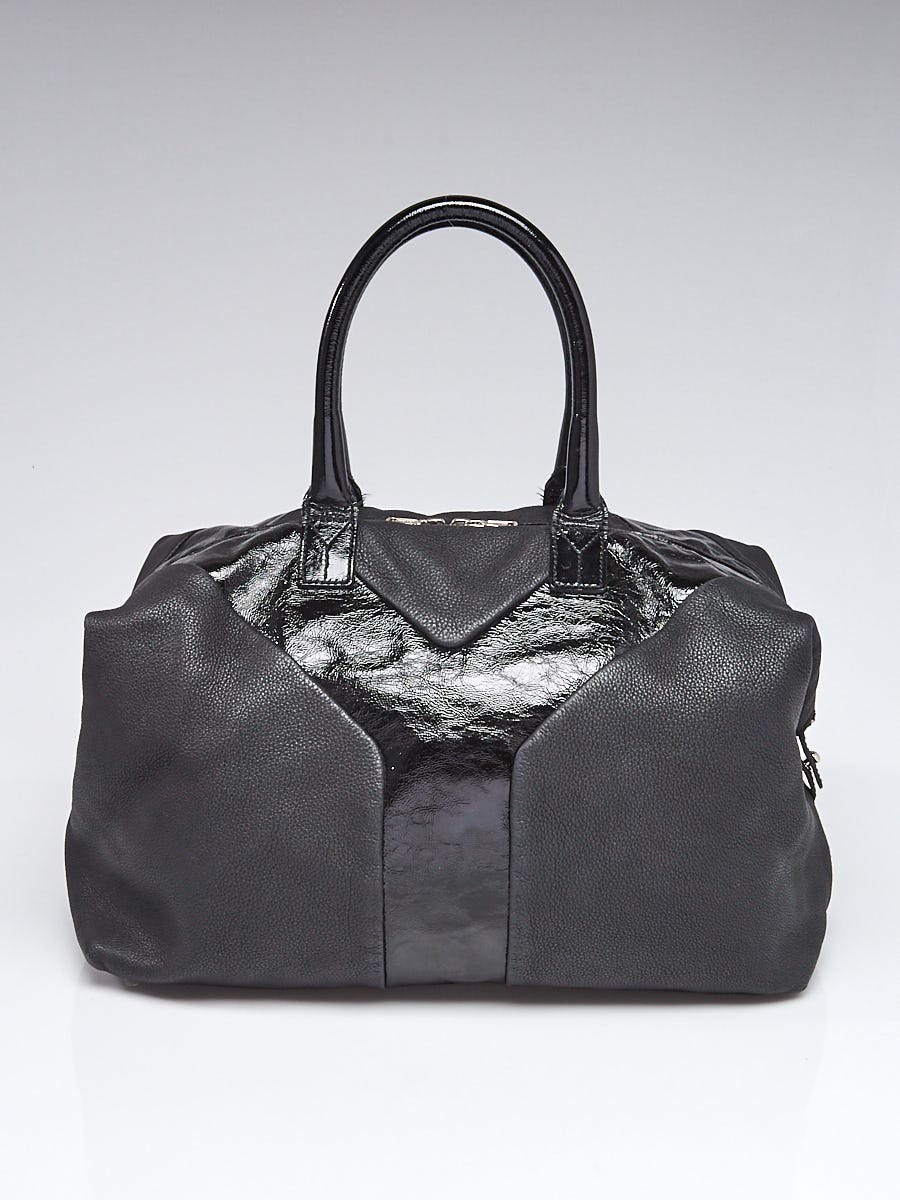 Yves Saint Laurent Black Leather Patent Easy Y Tote Bag - Yoogi's