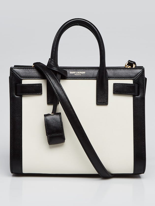 Yves Saint Laurent Black/White Leather Nano Sac de Jour Tote Bag