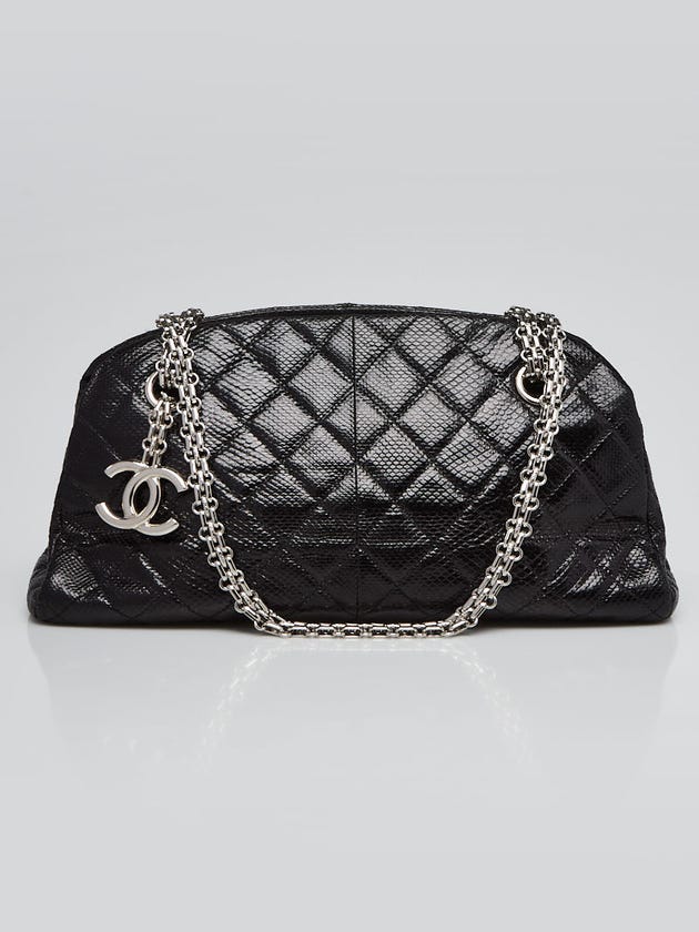 Chanel Black Quilted Lizard Small Just Mademoiselle Bowling Bag