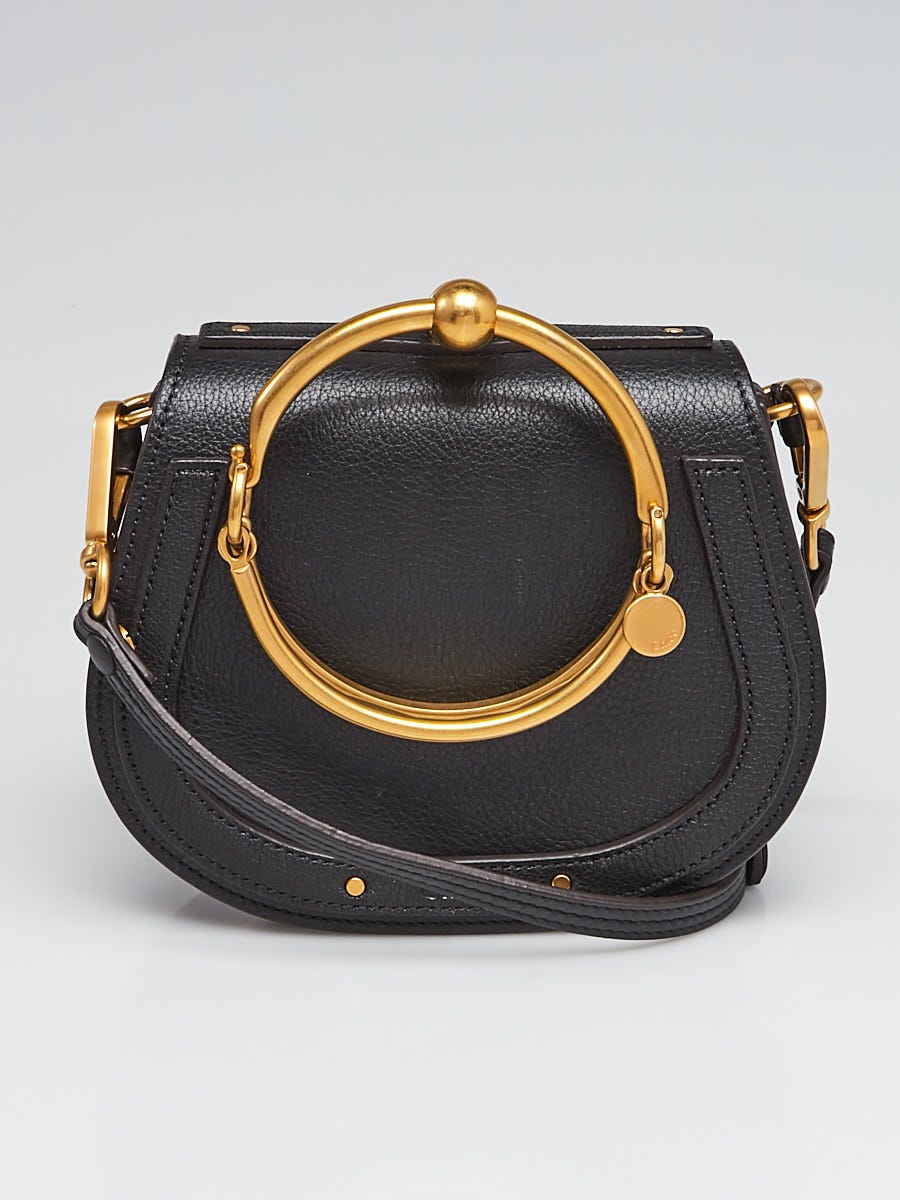 Chloe Black Leather/Suede Medium Nile Bracelet Bag - Yoogi's Closet