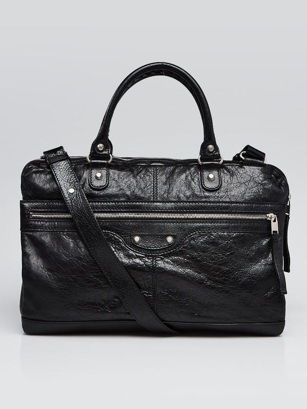 Balenciaga Black Lambskin Leather Men's Briefcase Bag