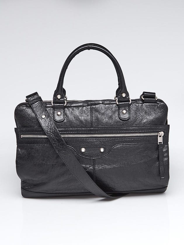 Balenciaga Black Lambskin Leather Men's Briefcase Bag