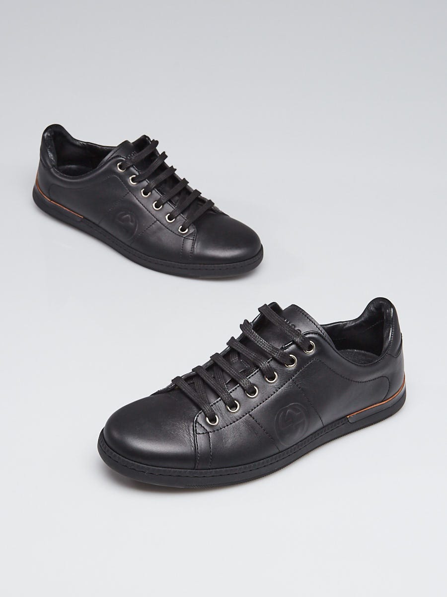 Gucci calfskin sneakers black hot sale white