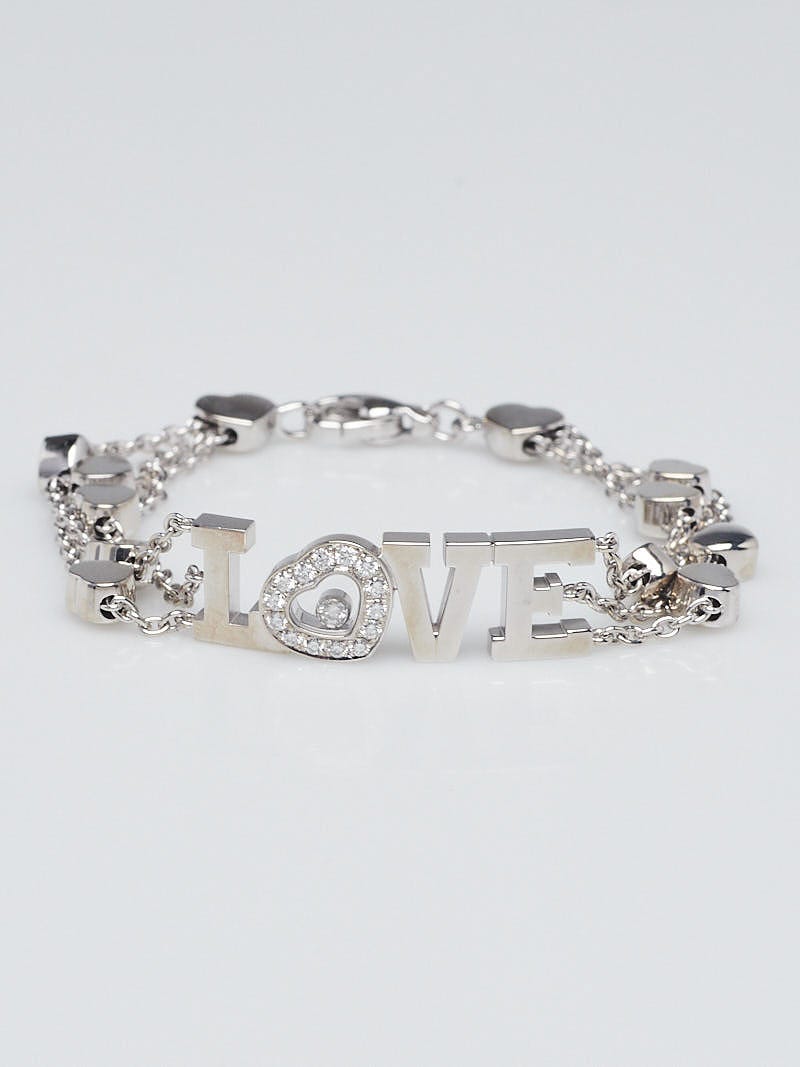 Louis Vuitton 18k White Gold and Diamond Heart Bracelet - Yoogi's