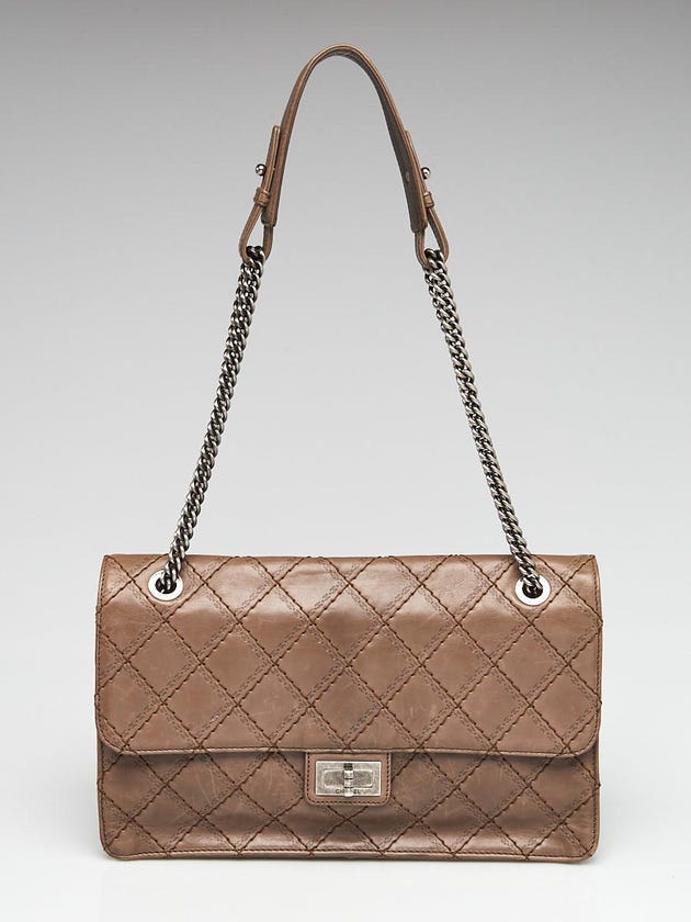 Chanel Taupe Quilted Calfskin Leather CC Crave Reissue Jumbo Flap Bag