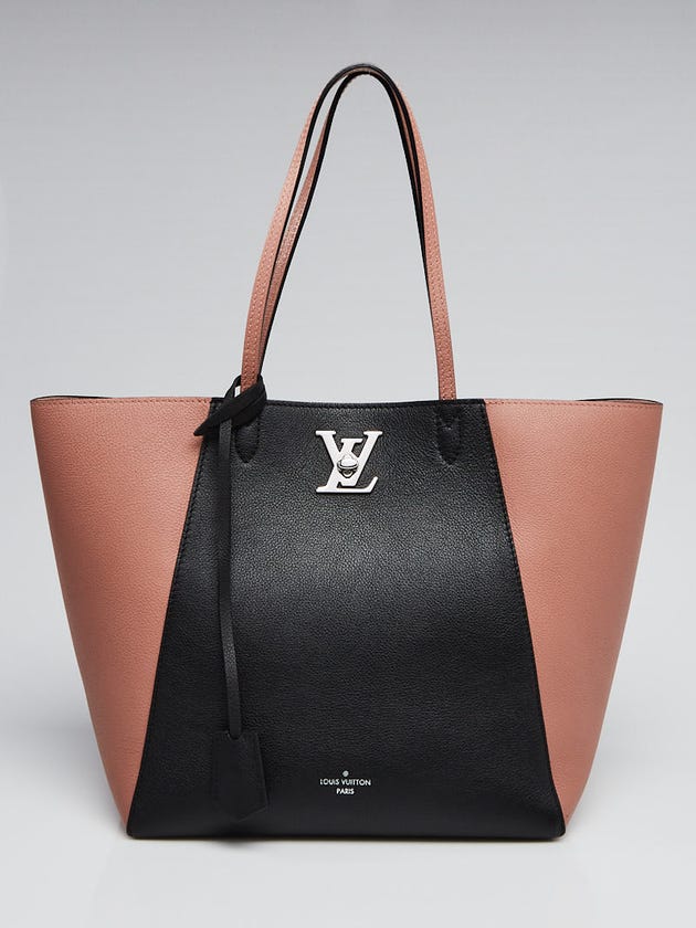 Louis Vuitton Rose/Black Leather Lockme Cabas Tote Bag