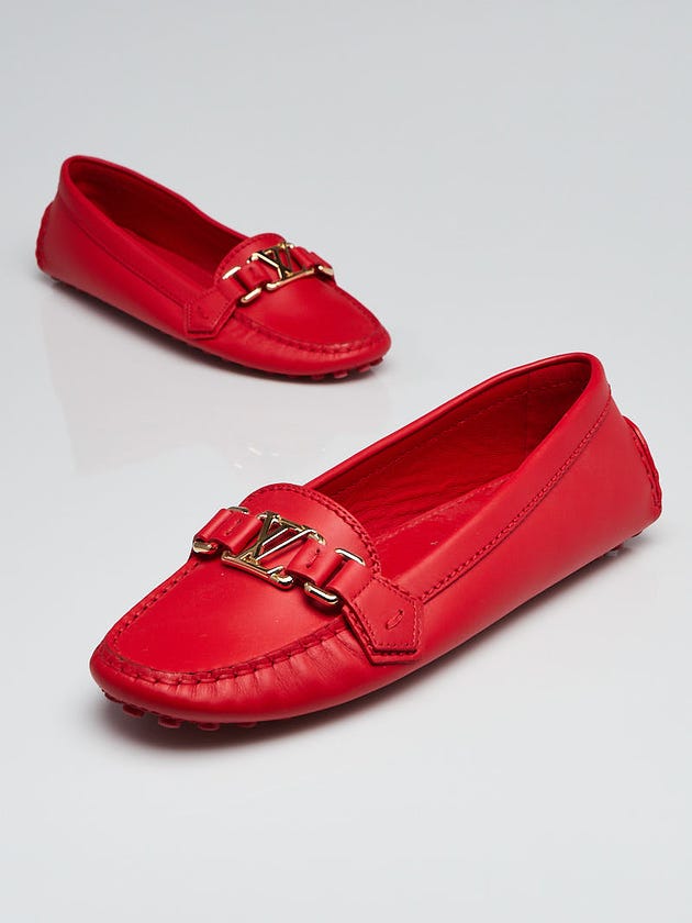 Louis Vuitton Red Leather Oxford Loafers Size 8/38.5