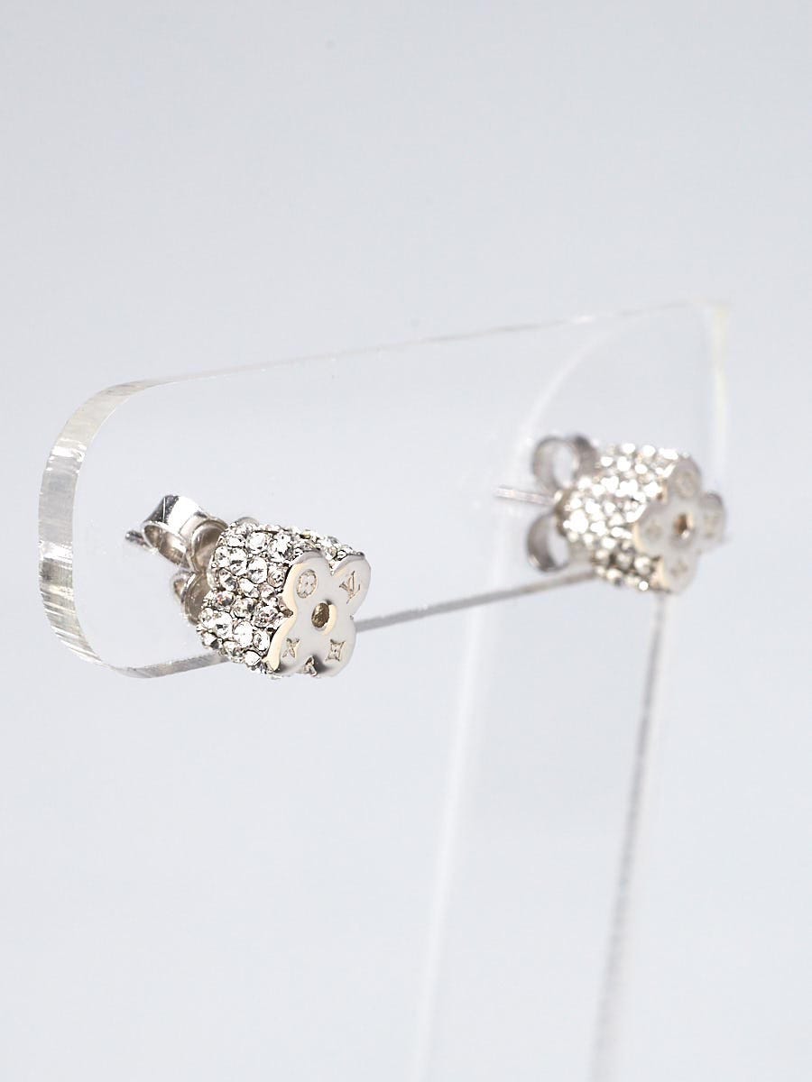 Louis Vuitton Fleur de Monogram Silver Crystals Stud Earrings