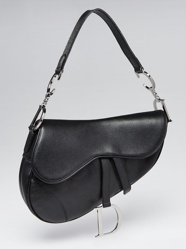 Christian Dior Black Leather Saddle Bag