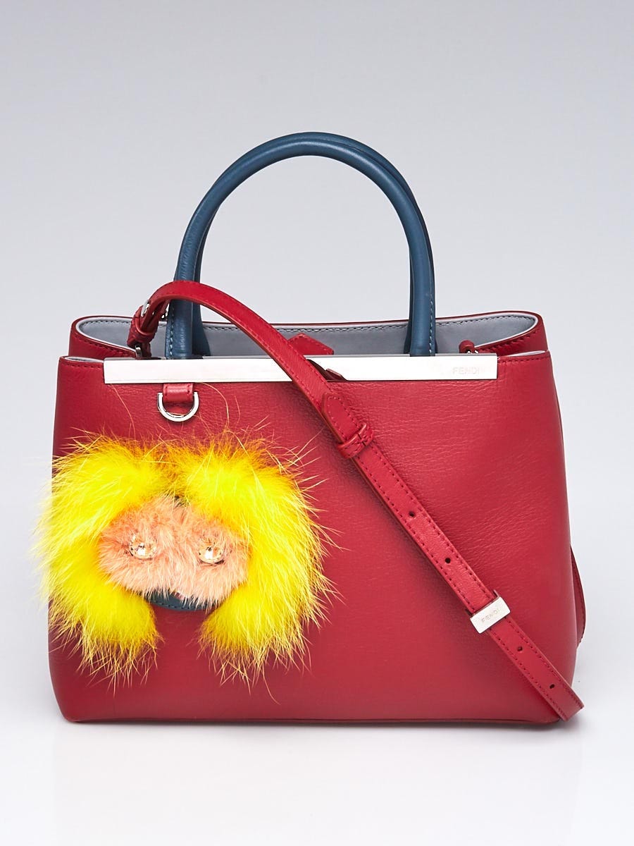 Fendi Red Leather 2Jours Elite Petite Monster Tote Bag 8BH255