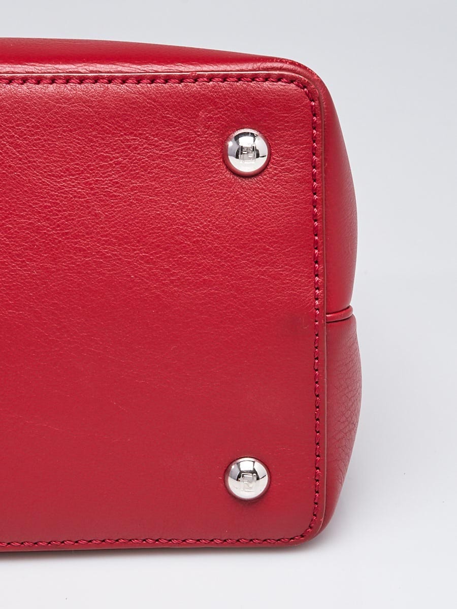 Fendi Red/Silver Saffiano Leather Petite Sac 2jours Elite Tote Bag