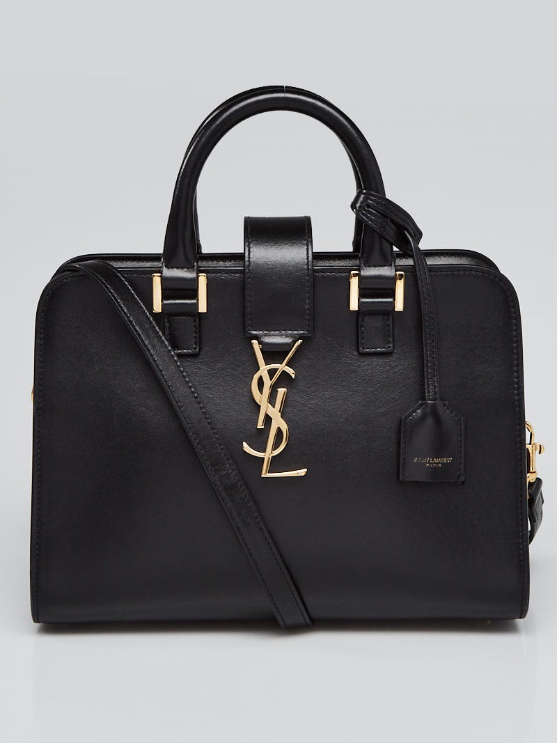 Gray YSL Saint Laurent Cabas Leather Tote